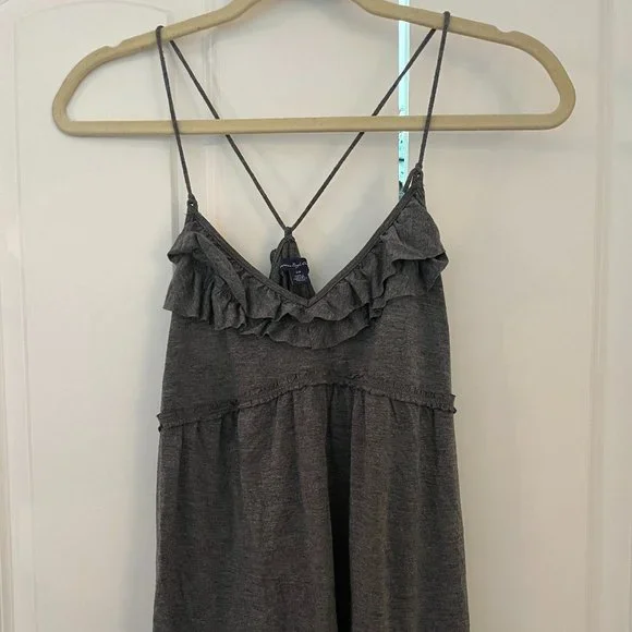 Gray Ruffle Tank Top - Picture 2 of 3